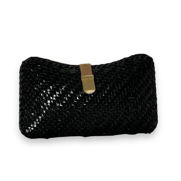 Vintage Handbags - Vintage Black Woven Clutch / chain Shoulder Bag